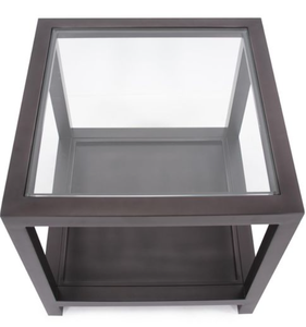 Square <b>Glass</b> Top End <b>Table</b> Aluminum Frame Double Layer <b>Side</b> <b>Table</b> Modern Patio Coffee <b>Table</b> - Product Image 4
