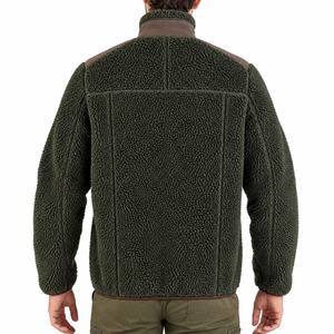 Men's Winter <b>Fleece</b> <b>Jacket</b> Solid Color Stand Collar Zipper Closure Windproof Casual Outdoor Wear Thick Polyester Sherpa <b>Lining</b> - Product Image 2