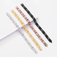 Bracelet magnétique détachable en bronze brossé vintage avec cristaux, alliage plaqué or, bijoux chic et tendance pour femmes, vente en gros