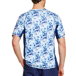 T-shirt à manches courtes pour homme, imprimé floral bleu, séchage rapide, coupe classique, tricot décontracté, col rond, t-shirt de sport - Product Image 5