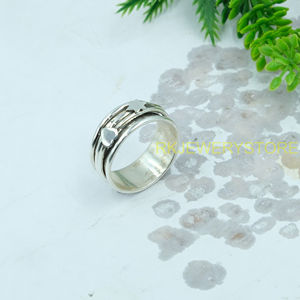 Bague tournante en argent sterling 925 pour femmes et hommes, design étoile et cœur, bague de méditation, bijoux en argent faits à la main pour unisexe - Product Image 6