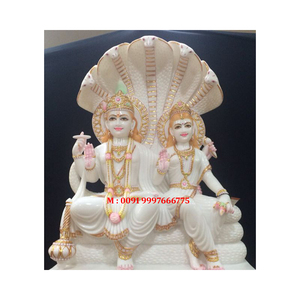 Fabricant de sculptures Laxmi Narayan en marbre blanc indien, en position debout, avec une surface durable et brillante, pour la décoration des temples - Product Image 4