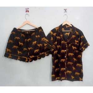 Ensemble de pyjama élégant pour femmes, col en V, coton, motif floral, vêtements de nuit, short décontracté printemps, sexy, demoiselle d'honneur, doux - Product Image 2