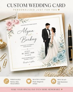 Tarjetas de Invitación de Boda Personalizadas de Lujo, Impresión de Tarjetas de Invitación para Celebraciones de Boda Tradicionales y Modernas, Disponibles para la Venta - Product Image 4
