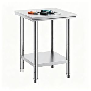 Commercial Stainless Steel Work <b>Table</b> 24x24x31 Inch Heavy Duty <b>Kitchen</b> <b>Prep</b> <b>Table</b> with Adjustable Lower Shelf - Product Image 4