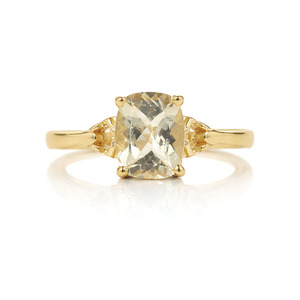 Anillo de Plata de Ley 925 con Aguamarina Amarilla, Corte Cojín, Engaste de Garras, Banda Tallada, Chapado en Oro y Rodio, Joyería de Diseño - Product Image 3