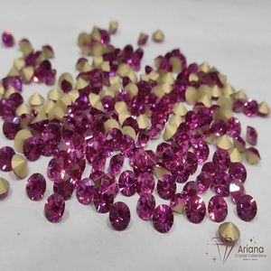 Pierres Chaton en cristal couleur pêche clair, rose clair, rose fuchsia pour la fabrication de bijoux, strass en verre facetté de qualité supérieure, pierres précieuses en vrac - Product Image 1
