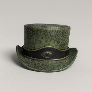 Premium Quality custom Handmade Green Leather Steampunk <b>Top</b> Hat Gothic Festival Cosplay Hat - Product Image 5