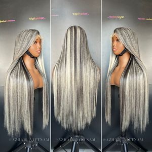 Pelucas de cabello humano crudo de escenario al por mayor de alta calidad 24 pulgadas 13X6 encaje largo resaltado ceniza Rubio frente peluca para mujeres negras - Product Image 5