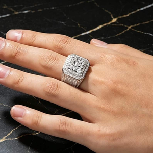 Anillo de Moissanita para Hombre, Estilo Iced Out, Cuadrado, Lujoso, Hip Hop, Brillante, Joyería de Moda, Anillo Audaz y Elegante - Product Image 5
