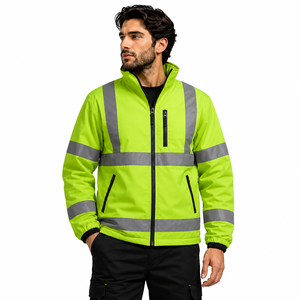 Chaqueta de Seguridad de Alta Visibilidad para Hombre, Verde, Reflectante, Impermeable, Resistente al Viento, para Construcción, Trabajo en Carreteras e Industria - Product Image 2