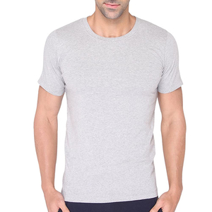 T-shirt à manches courtes pour homme, gris, col rond, couleur unie, jersey décontracté, 100% coton, design uni - Product Image 4