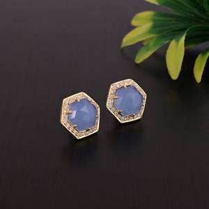 Natural Blue Chalcedony Faceted Hexagon Shape Gemstone Earrings 925 Sterling <b>Silver</b> Drop Earrings For Women Handmade Jewelry - Product Image 6