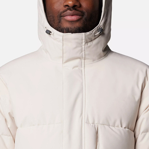 Men's Long Hooded Down Puffer Jacket Windproof Casual Winter <b>Coat</b> Solid Color <b>Zipper</b> Closure Thick Polyester Shell - Product Image 5