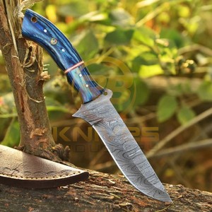 OEM DIY Damascus Steel Fixed Blade Hunting/Skinning <b>Knife</b> Straight Edge <b>Bone</b> <b>Handle</b> | Outdoor Camping <b>Knife</b> Leather Belt Sheath - Product Image 5