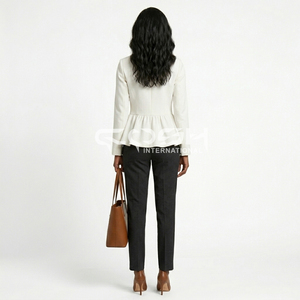 Blazer Peplum Blanco para Mujer Delta Sigma de Cosh International Greek Apparel, Manga Larga, Color Sólido, Tejido de Poliéster - Product Image 5