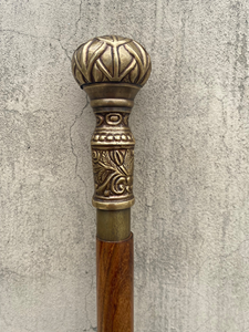 Wooden <b>Walking</b> Cane with Ornate Metal Knob Handle Decorative Wood <b>Walking</b> <b>Stick</b> <b>for</b> <b>Men</b> and Women Vintage Style Cane - Product Image 6
