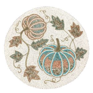 Handmade Modern Beaded Durable Round Coaster Set Multicolor Decorative <b>Table</b> <b>Mats</b> & Pads - Product Image 4