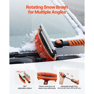 Pala da Neve Estensibile da 42 Pollici con Impugnatura Antiscivolo, Spazzola per Neve in Plastica con Testa Girevole a 180 Gradi per Raschietto Ghiaccio e Scopa da Neve - Product Image 1