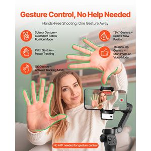 Stabilizzatore cardanico a 3 assi alimentato AI per smartphone con supporto per telefono con funzione di tracciamento - Product Image 4