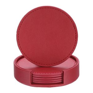 Luxury PU Leather Coaster Set With Holder Waterproof Non Slip Heat Resistant Drink Coasters For Home Office <b>Bar</b> Tabletop Accent - Product Image 2