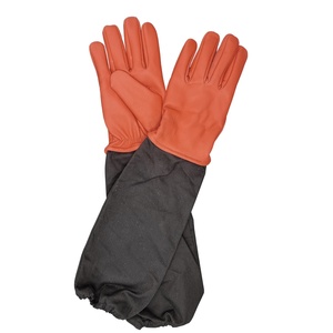 Gants longs en cuir avec doublure en polyester, style uni, thermiques, pour l'hiver et l'extérieur - Product Image 1