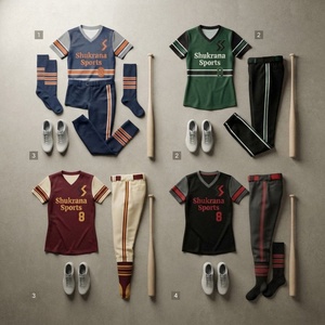 Uniforme de baseball personnalisé avec design ligné, col en V, entièrement sublimé et brodé, maillot et pantalon de softball à col en V. - Product Image 5