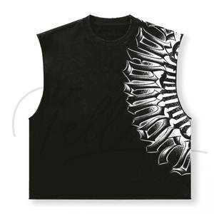 Débardeur d'entraînement personnalisé pour hommes – Coton épais, coupe ample, sans manches, style décontracté 2026 - Product Image 2