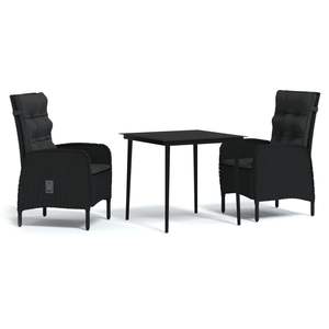 Ensemble de salle à manger de jardin en rotin PE noir ergonomique, design standard - Product Image 2