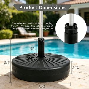 81 Lb Heavy Duty Fillable Patio <b>Umbrella</b> <b>Base</b> Water or Sand Weighted <b>Stand</b> for Market <b>Umbrellas</b> Fits 1.0-2 Inch Pole Diameter - Product Image 4