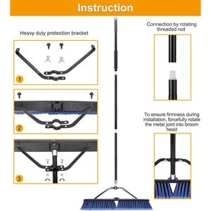 Balai à pousser bleu de 24 pouces pour le nettoyage extérieur des terrasses, allées, garages, cours, patios et sols en béton - Product Image 4