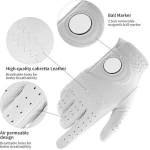 Gant de golf en cuir Cabretta blanc respirant pour droitier, unisexe, avec fermeture à bouton, emballé dans une boîte - Product Image 4