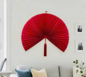 Ventilador de Pared Redondo Grande Hecho a Mano con Cabezal de Bambú, Tejido Natural de Ratán, Ecológico, Bonito, 300 mm de Diámetro, Arte de Pared - Product Image 6