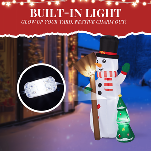 Decorazione Natalizia Gonfiabile Illuminata da 1,88 m, Divertente Pupazzo di Neve in PVC che Tiene il Sposo, Decorazioni da Giardino - Product Image 3