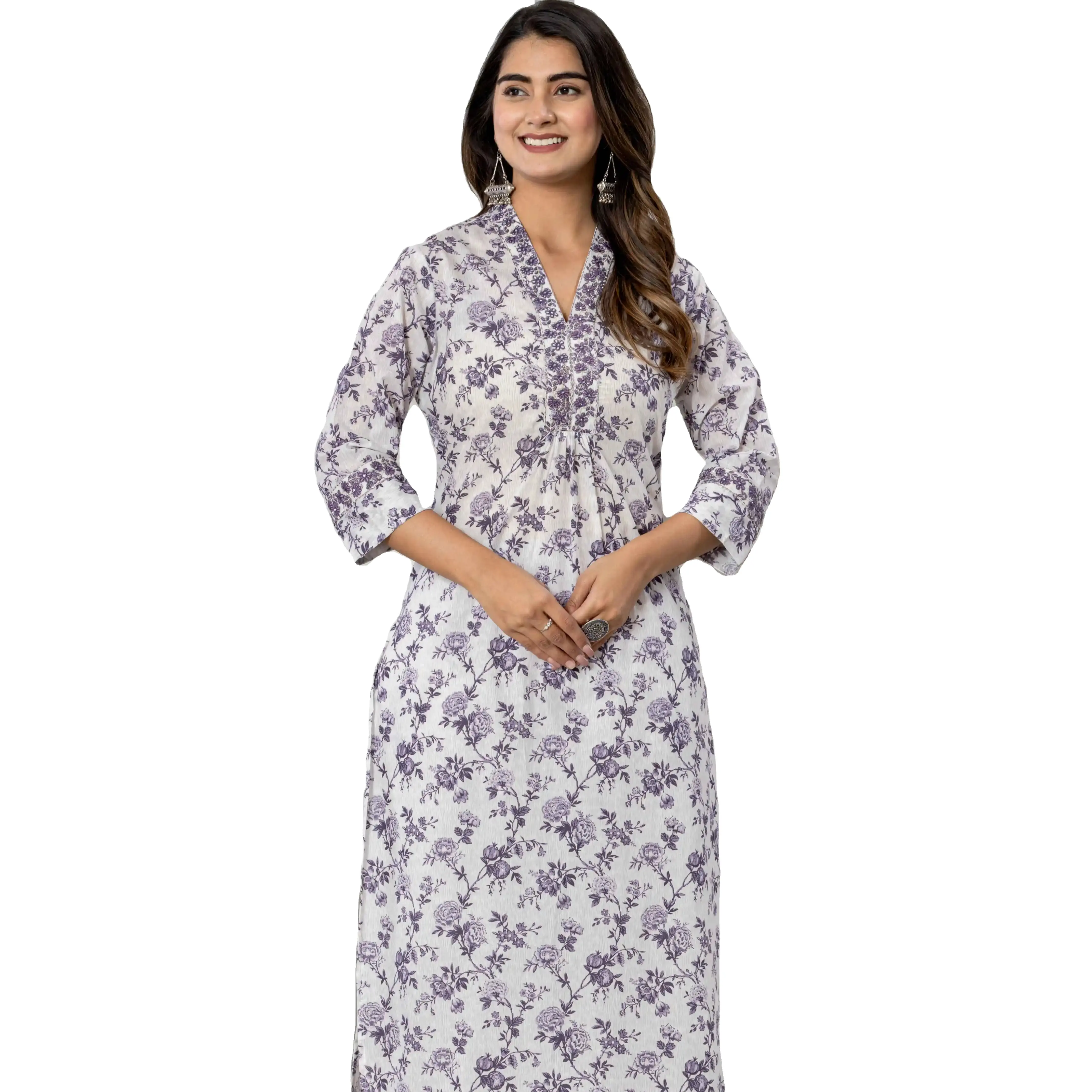 Set Kurti in cotone ricamato da donna di ultima generazione per tutte le occasioni abiti da sposa indiani per donne alla rinfusa