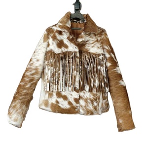 เสื้อแจ็กเก็ตสไตล์นักขี่จักรยานหนังวัวแท้สำหรับผู้หญิงเสื้อแจ็คเก็ตปักลายฤดูใบไม้ร่วงระบายอากาศได้มีกระเป๋ารวมทั้งผู้หญิง - Product Image 1