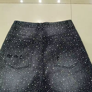 Service OEM de haute qualité, jean tendance pour homme, respirant, style hip-hop, 100% coton, vintage, déchiré, avec strass, séchage rapide - Product Image 2