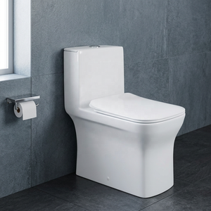 Inodoro de cerámica moderno de una pieza con doble descarga y salida en S para baño de hotel de lujo, artículos sanitarios. - Product Image 5