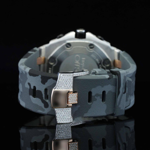 Reloj de Pulsera Analógico de Lujo para Hombre TG Negro con Incrustaciones de Diamantes Moissanite de Alta Calidad, Completamente Engastado, Elegante para Fiestas - Product Image 2