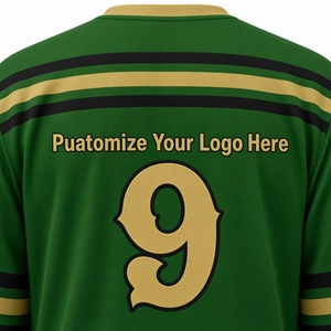 Personnalisez votre maillot de football à étiquette privée unisexe vert et or, sublimé, manches longues, col en V, antibactérien, uniformes imprimés en 3D - Product Image 3