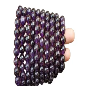 华丽光滑圆形切割天然蓝色紫水晶宝石珠子制作光滑珠宝批发