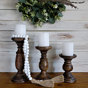 Ensemble de supports à bougies modernes et minimalistes en bois, faits à la main, durables, personnalisables, au design simple et élégant, avec des bocaux uniques et d'autres supports. - Product Image 5