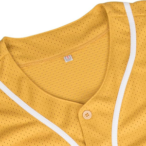 Camiseta de Béisbol Unisex de Malla Amarilla, Manga Corta, Cuello Redondo, Transpirable, Color Sólido, para Todas las Temporadas, Ropa Deportiva para Adultos - Product Image 3