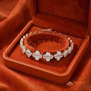 Rose Gold Moissanite Fine Chain Link Bracelet Fashion Jewelry Daily Wear Gift Style For <b>Men</b> Women Los Angeles Trend - Product Image 1