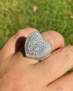 Moissanite Diamond Heart Hip Hop <b>Ring</b> <b>Iced</b> Out <b>Ring</b> 925 Sterling Silver Men Statement Bling Jewelry Luxury Fashion Design - Product Image 5