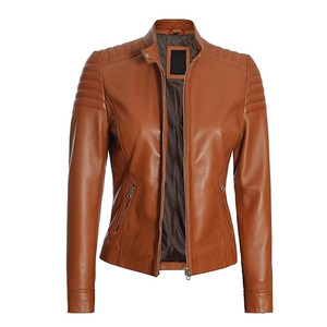 High Quality Custom Motorcycle Leather <b>Coats</b> With <b>Zipper</b> Wholesale Women Custom Letterman Jacket Genuine Leather Jacket - Product Image 1