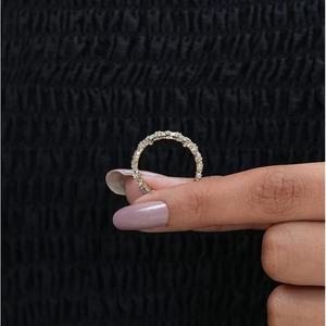 Anillo de Eternidad con Diamantes de Corte Marquesa y Redondo en Oro Amarillo Sólido, Anillo Apilable con Formas Múltiples Alternadas, Elegante Anillo de Novia - Product Image 4