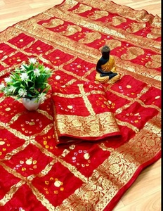 Rajasthani Bandhani <b>Art</b> Silk Saree Traditional Tie Dye Indian Ethnic Wear for Bridal Festive Ceremony - Product Image 4
