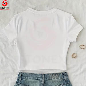 Camisetas de Mujer con Estampado DTG Transpirables y de Moda Sostenible, Cuello Redondo, Manga Corta, Logotipo Personalizado, Corte Recortado, Alta Calidad - Product Image 2