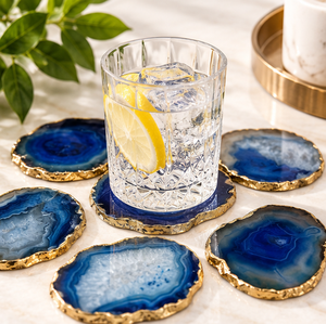 Juego de 6 Posavasos Modernos de Ágata Hechos a Mano en Latón AK en Varios Colores para Utensilios de Cocina/Decoración de Mesa - Product Image 4